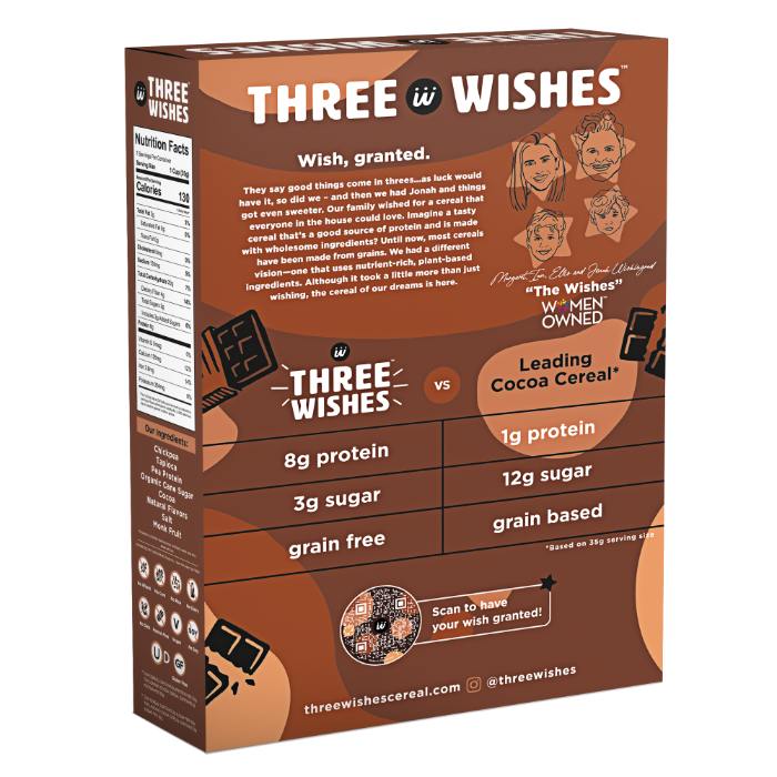 Three Wishes - Grain-Free Cereal Cocoa, 8.6oz - back