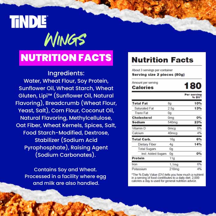 TiNDLE - Chicken Wings, 8.4oz - Nutritionals