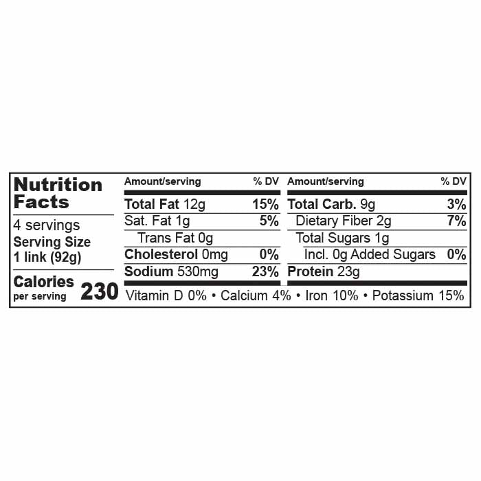 Tofurky - Plant-Based Original Sausage Kielbasa , 14oz - Back