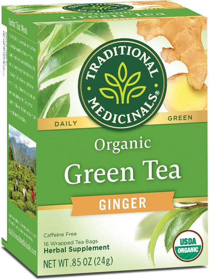 Traditional Medicinals – Green Ginger Organic Tea, 16 Bags | Pack of 6