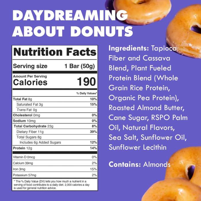 Trubar - Protein Bars Daydreaming About Donuts, 1.76oz - Back