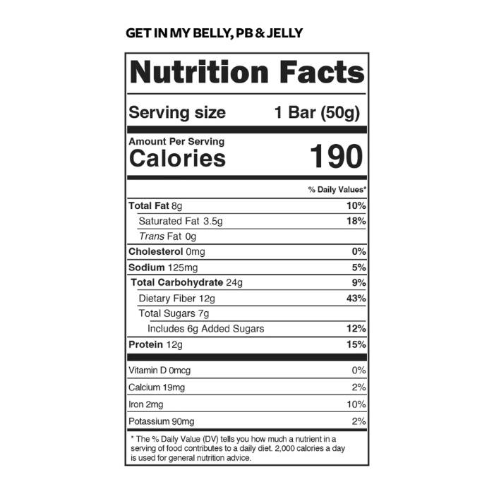Trubar - Protein Bars Get in My Belly PB & Jelly, 1.76oz - Back