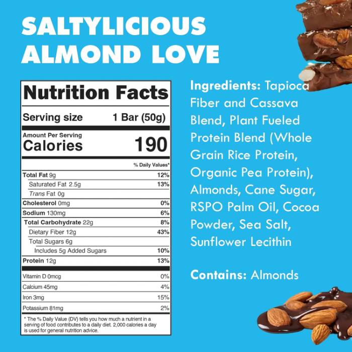 Trubar - Protein Bars Saltylicious Almond Love, 1.76oz - Back