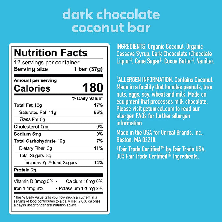 Unreal Choc Bar Dk Coconut 1.3 Oz - Pack Of 12