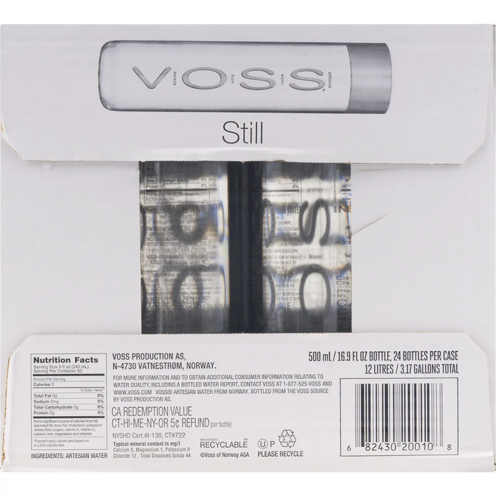 Voss Water Artesian Pet 500ml 16.9 Fo - Pack Of 24