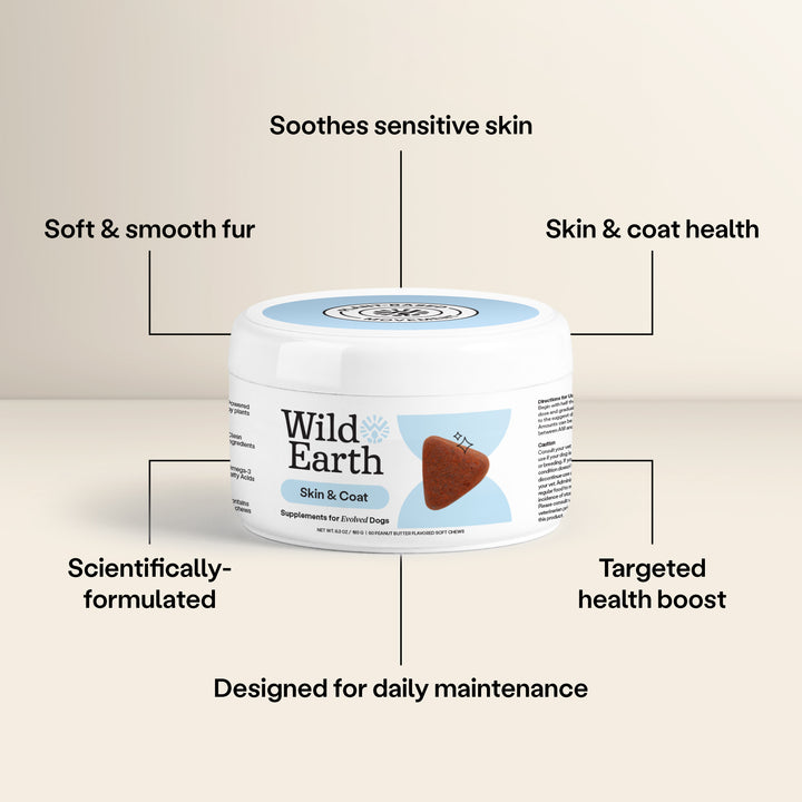 Wild Earth - Skin & Coat Dog Supplements, 60pc
