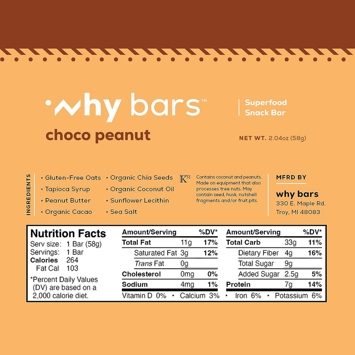 Why Bars Bar Choco Peanut 2.04 Oz - Pack Of 12