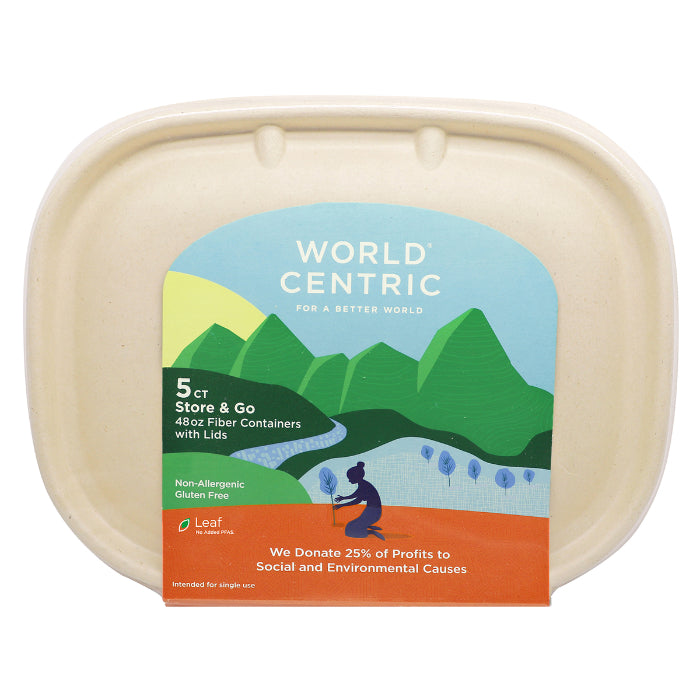 World Centric Compostable Containers and Lids 48oz 5 Ct - Pack Of 12