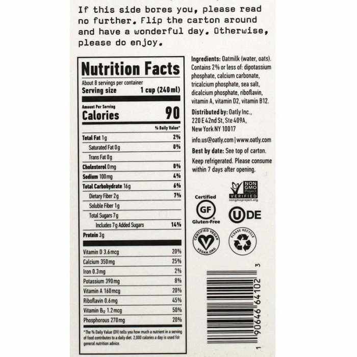 Oatly - Low Fat Oat Milk, 64oz