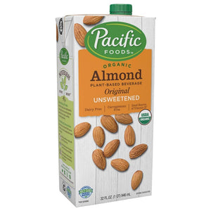 Pacific Foods - Organic Almond Beverage Unsweetened Original 32 Fl Oz | Pack of 12
