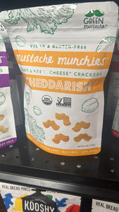 Green Mustache - Cheddarish Mustache Munchies Crackers, 4 oz