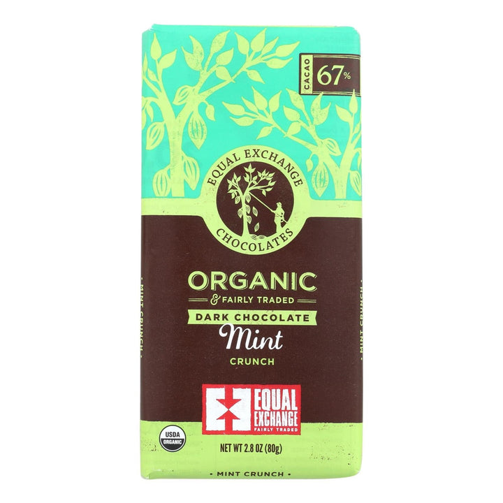 Equal Exchange Organic Dark Chocolate Bar - Mint Crunch - 2.8 Oz.
 | Pack of 12 - PlantX US