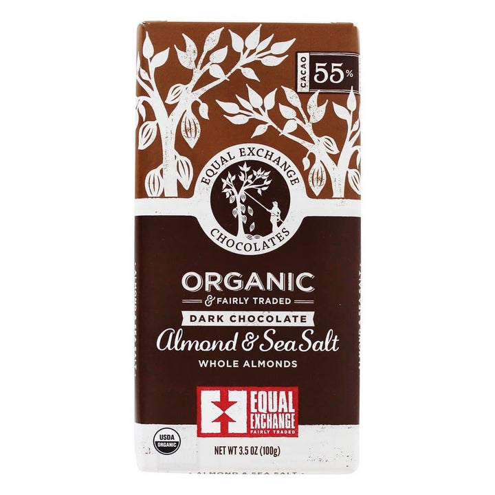 Equal Exchange - Bar Dark Chocolate Almond Sea Salt - 3.5 oz
 | Pack of 10 - PlantX US