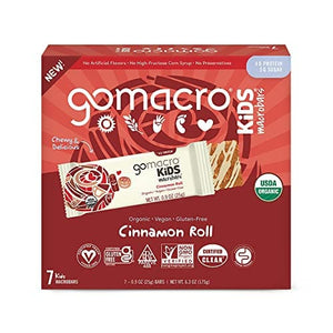 GoMacro Kids MacroBar Organic Vegan Snack Bars - Cinnamon Roll, 0.9 oz | Pack of 7