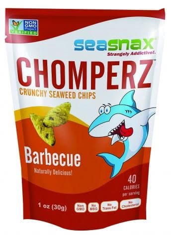 SeaSnax Chomperz Crunchy Seaweed Chips Barbecue, 1 oz
 | Pack of 8 - PlantX US