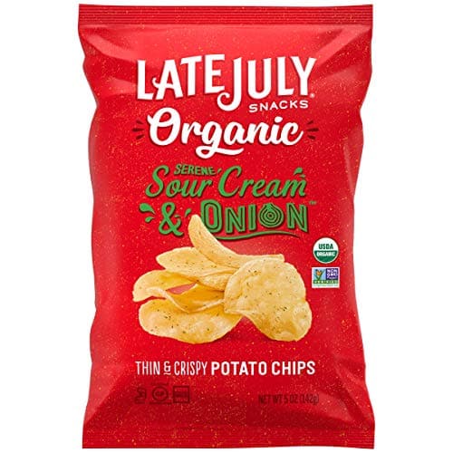 Late July Thin & Crispy Potato Chips, Serene Sour Cream & Onion 5 Oz
 | Pack of 12 - PlantX US