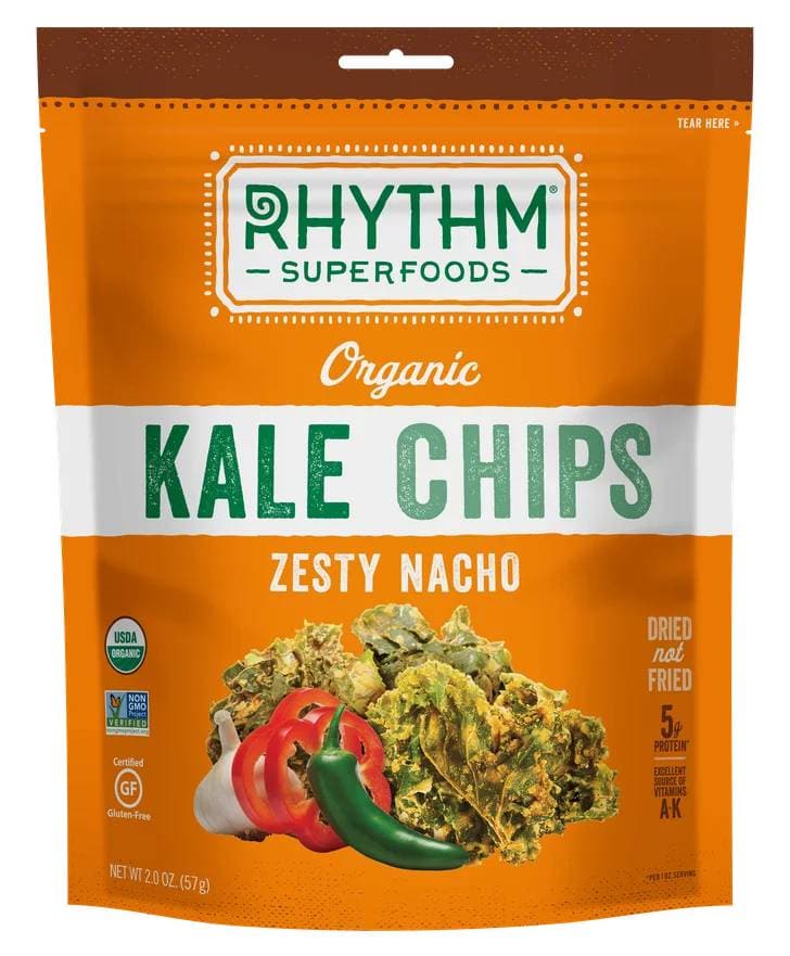 Rhythm Superfoods Zesty Nacho Kale Chips, 2 oz
 | Pack of 12 - PlantX US