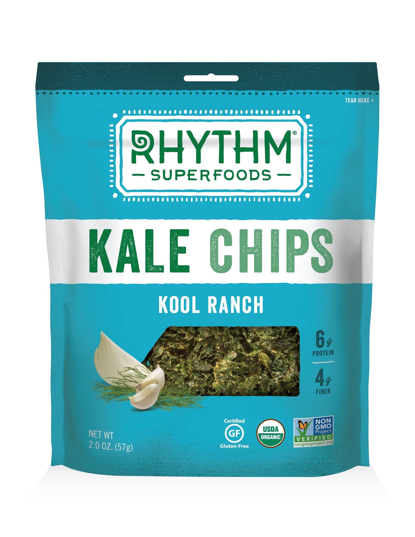 Rhythm Superfood Kale Chips Kool Ranch, 2 oz
 | Pack of 12 - PlantX US