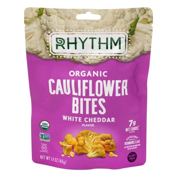 Rhythm Superfoods - Organic Cauliflower Bites White Cheddar - 1.4 oz - PlantX US