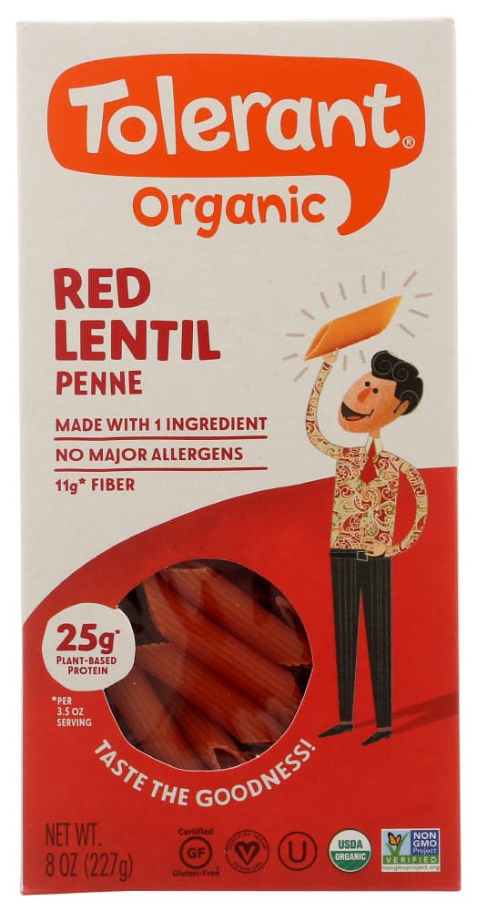 Tolerant Organic Red Lentil Penne 8 Oz
 | Pack of 6 - PlantX US