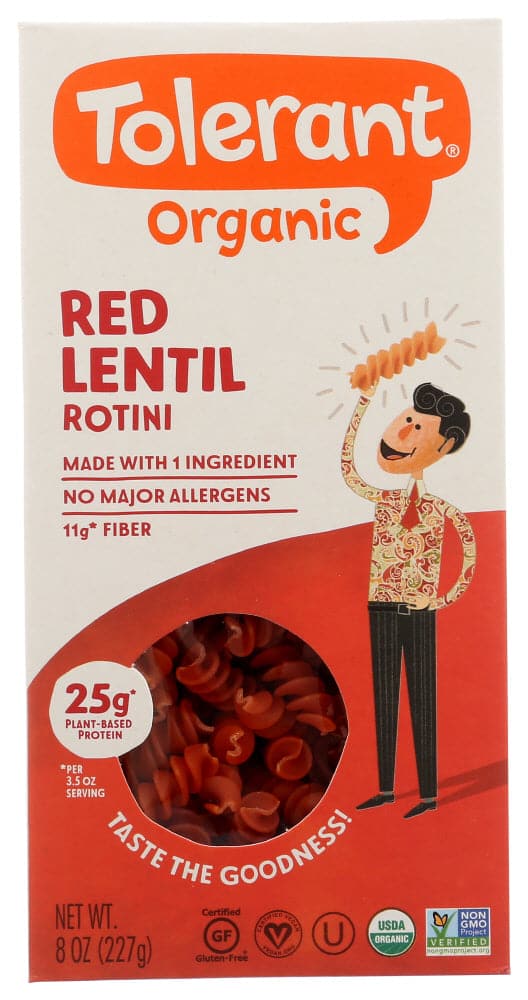 Tolerant Organic Red Lentil Rotini 8 Oz
 | Pack of 6 - PlantX US