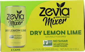 Zevia Zero Calorie Mixer Dry Lemon Lime, 6/7.5 Fl Oz
 | Pack of 4