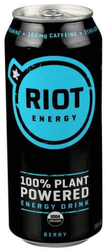 Riot Energy, Berry Plant Based Energy Drink, 16 oz | Pack of 12 - PlantX US