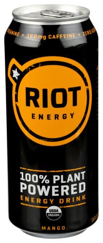 Riot Energy, Mango Plant Based Energy Drink, 16 oz
 | Pack of 12 - PlantX US