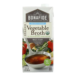 Bonafide Provisions - Broth Vegetable No Salt, 32 OZ | Pack of 6