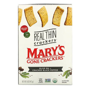 Mary's Gone Crackers Real Thin Crackers Olive Oil & Black Pepper 5 Oz
 | Pack of 6