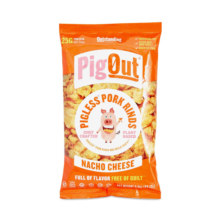Pigout Vegan Pork Rind Nacho Cheese, 3.5 oz
 | Pack of 12 - PlantX US
