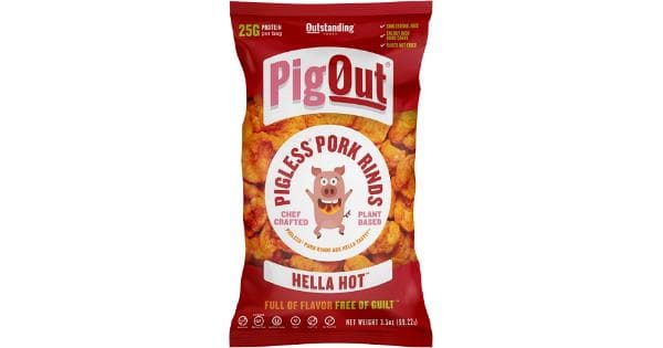 Pigout Vegan Pork Rind Hot, 3.5 oz
 | Pack of 12 - PlantX US