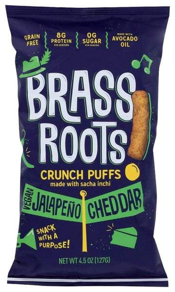 Brass Roots: Grain Free Crunch Puffs Jalapeno Cheddar, 4.5 Oz
 | Pack of 6 - PlantX US
