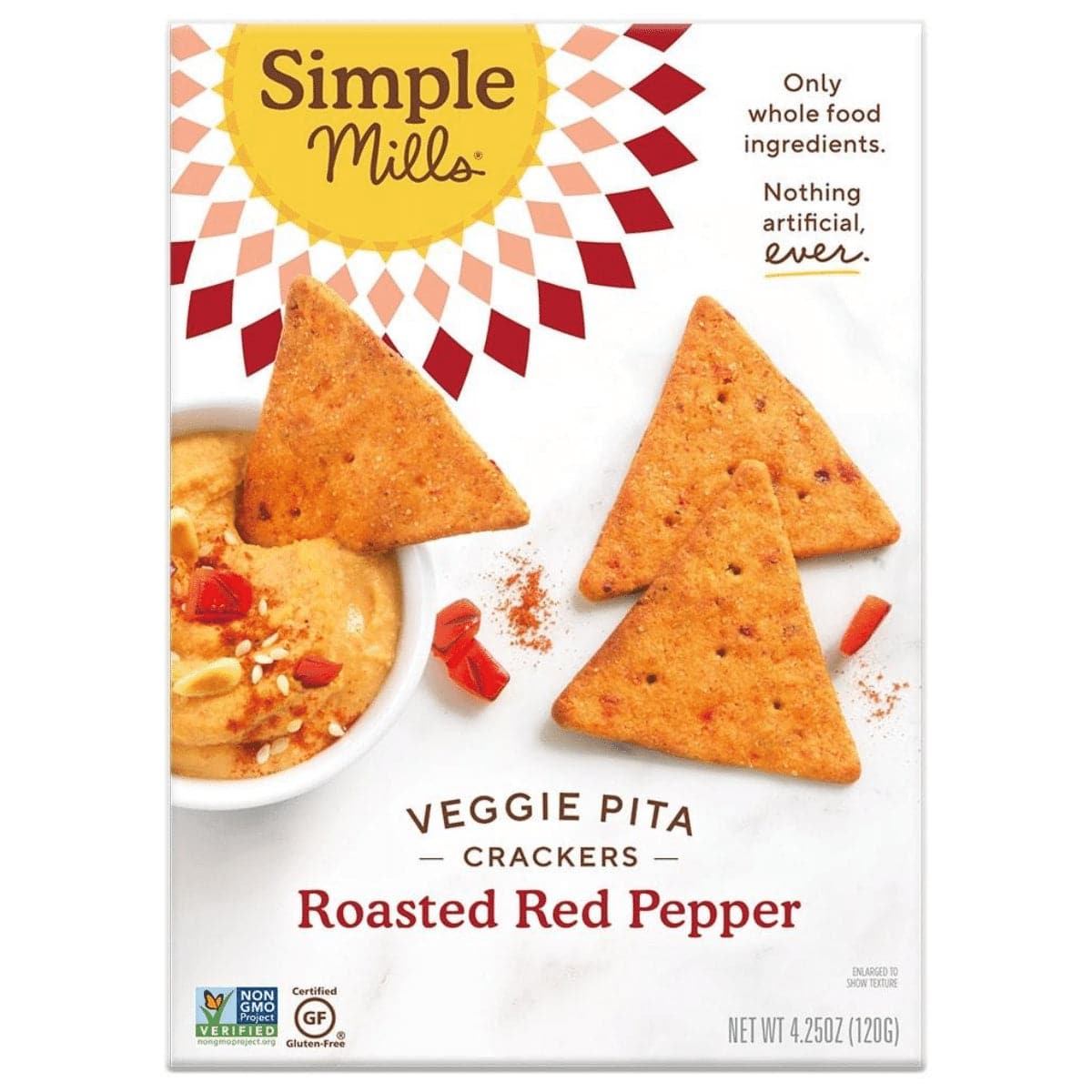 Simple Mills Cracker Pita Roasted Red Pepper, 4.25 oz
 | Pack of 6 - PlantX US