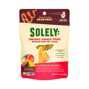 Solely - Drizzled Mango Strips with Cacao, 2.8 oz | Pack of 8