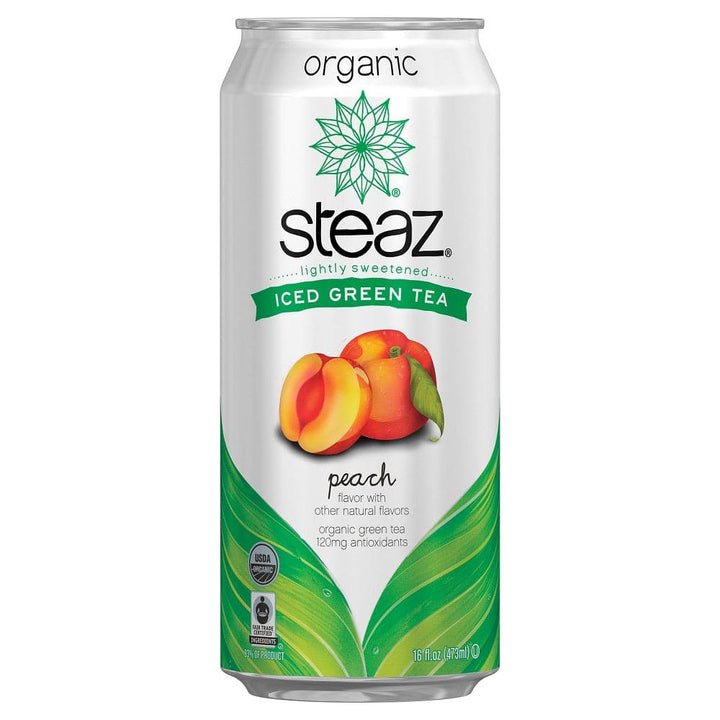 Steaz - Energy Organic Peach Iced Green Tea, 16oz | Pack of 12 - PlantX US