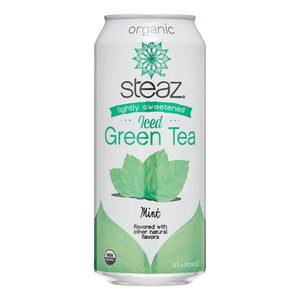 Steaz Organic Lightly Sweetened Iced Green Tea with Mint, 16 oz
 | Pack of 12