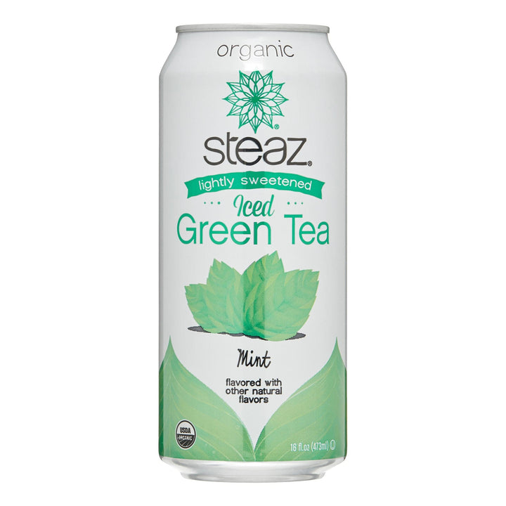 Steaz Organic Lightly Sweetened Iced Green Tea with Mint, 16 oz
 | Pack of 12 - PlantX US