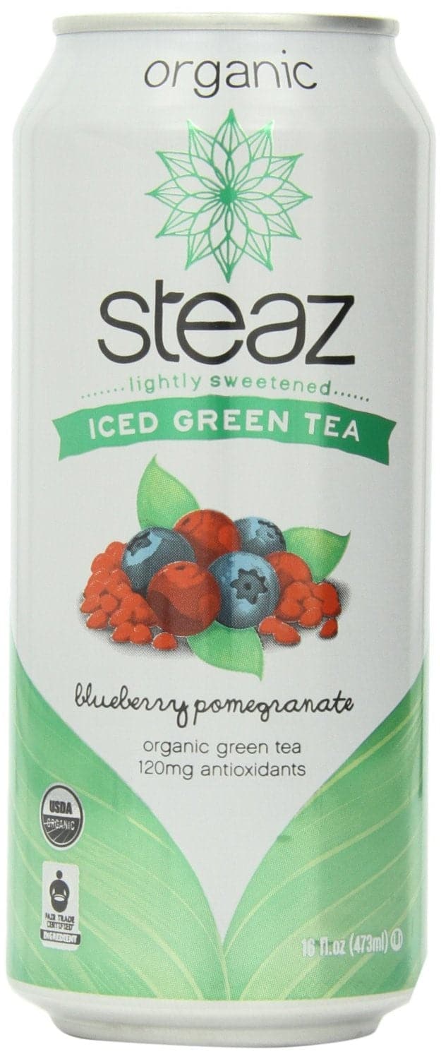 Steaz Organic Iced Green Tea, Blueberry & Pomegranate, 16 oz | Pack of 12 - PlantX US