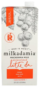 Milkadamia Macadamia Milk, Unsweetened Latte Da Barista Blend, 32 Fl Oz

 | Pack of 6