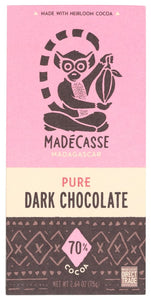 Beyond Good Madecasse 70% Cocoa Pure Dark Chocolate Bar, 2.64 Oz
 | Pack of 12