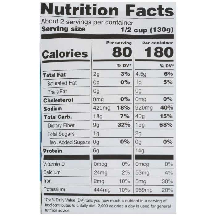A Dozen Cousins - Cuban Black Beans, 10oz - nutrition facts