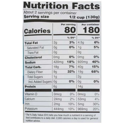 A Dozen Cousins - Cuban Black Beans, 10oz - nutrition facts