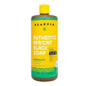 Alaffia - Authentic African Black Soap All-In-One Peppermint, 32 fl oz