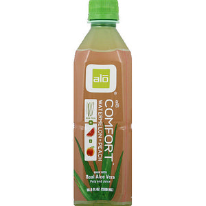 Alo - Aloe Vera Juice Drink Comfort Watermelon + Peach , 16.9 Oz | Pack of 12