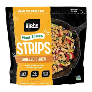 Alpha Foods - Grilled Chik'n Strips, 8oz | Pack of 12