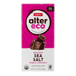 Alter Eco - Dark Chocolate Organic Deep Dark Sea Salt 70% Cocoa, 2.82oz | Pack of 12