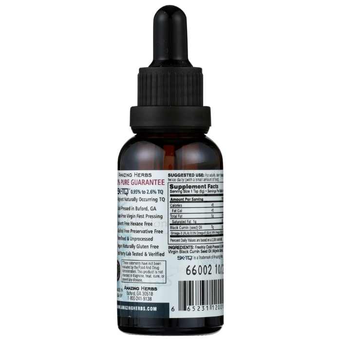 Amazing Herbs - Premium Black Seed Oil back