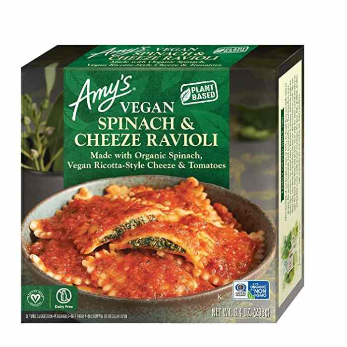 Amy's - Organic Spinach and Vegan Ricotta Ravioli Bowl, 8.4oz - Front