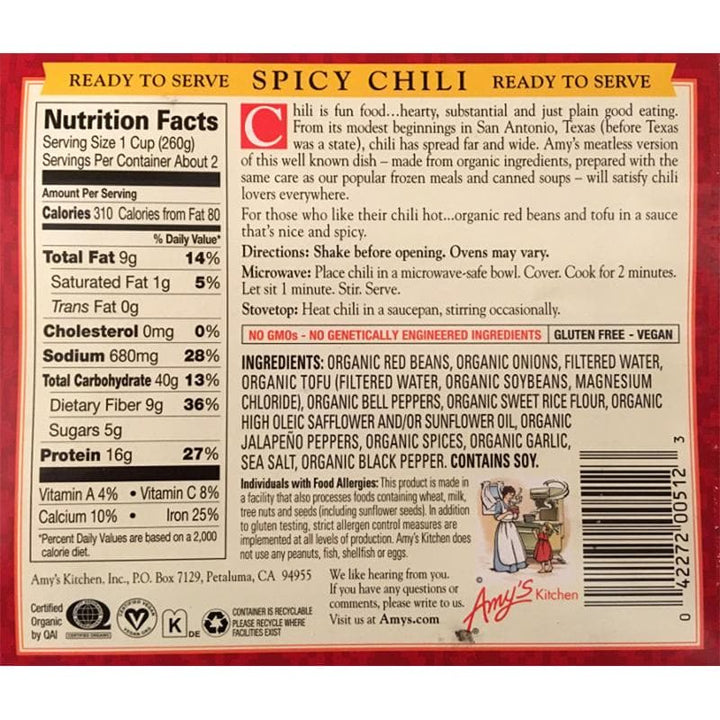 42272005123 - amys spicy chili nutrition